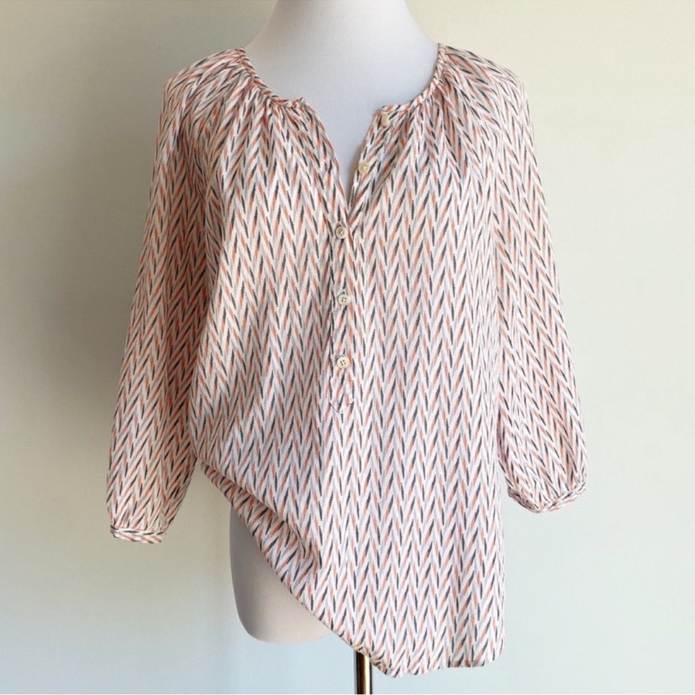 Joie Mabelle Geometric Print 3/4 Sleeves Blouse